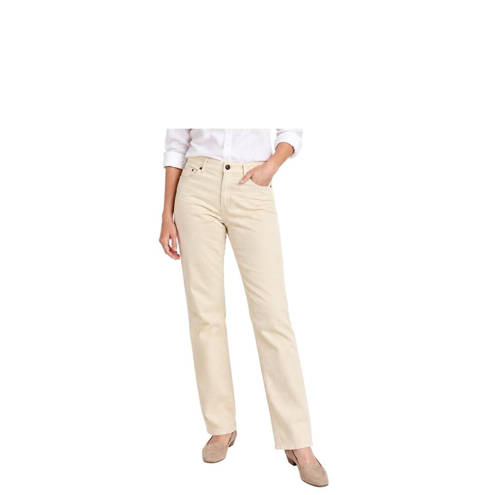 Talbots Corduroy Pants Womens Size 12 Cream Straight Leg Mid Rise Casual Classic